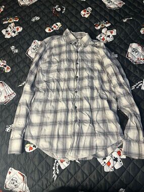 Five Four Gray and White Plaid Button-Down Shirt